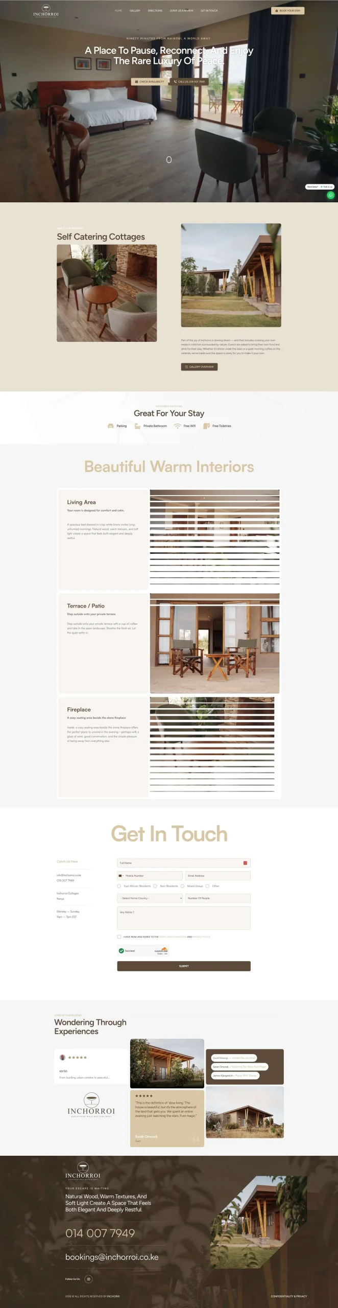 inchorroi self catering cottages website