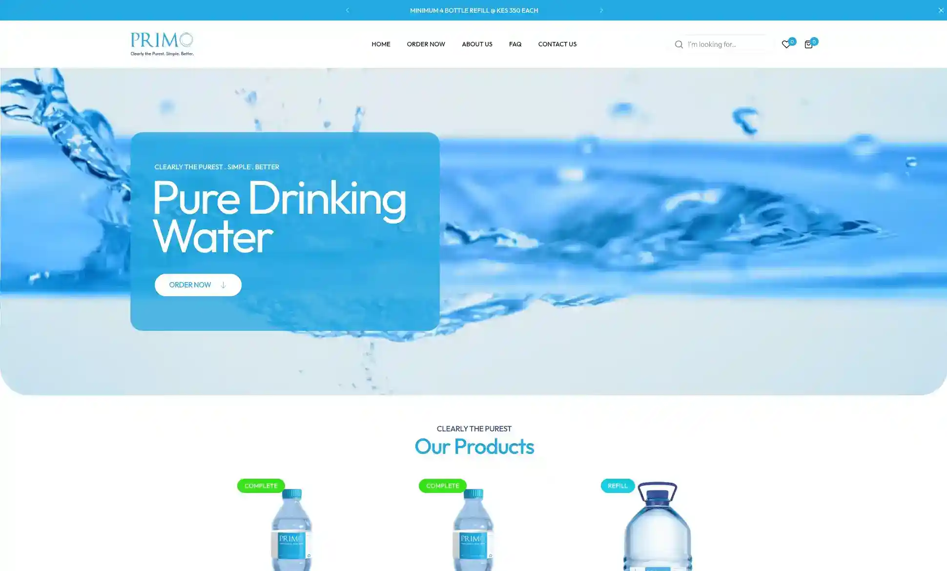Primo Water Kenya Homepage Screenshot 1